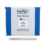 ForPro Professional Collection Zebra Foam Board, 180/180 Grit, Double-Sided Manicure Nail File, 7L x .75W, 50-Count