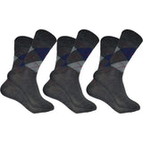Kaneekshi MenS Diamond Cut Organic Cotton Crew Length Socks (Grey, Pack Of 3 Pairs)