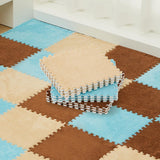 Amylove 36 Pcs Plush Foam Floor Mat Square Interlocking Carpet Tiles with Border Fluffy Play Mat Floor Tiles Soft Climbing Area