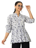 Libas Women'S Cotton Floral A-Line Kurtis (29370O_Grey_Xl)