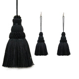 Fenghuangwu Colorful Tassel Key Tassel DIY Accessories for Curtain and Home Decoration (New Black, 2P)