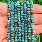 2 String 220PCS 3x5mm Natural Lake-Blue Color Speckled Beads for Jewelry Making, Songxi Facted Loose Gemstone Beads for DIY Brac