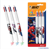 BIC 4-Color Retractable Ballpoint Pen with Marvels Spider-Man Theme, Versatile Medium Point, 3-Count in Assorted Ink