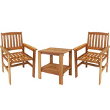 Sunnydaze Meranti Wood 3Piece Outdoor Patio Conversation Set 2 Chairs and 1 Table Teak Oil Finish