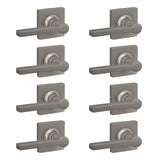 Lock Scout Straight Lever with Square Trim Hall and Closet Door Handle, Satin Nickel Finish, 8 Pack