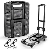 Voipvvii Folding Hand Truck 500lbs, Portable Heavy Duty Dolly Cart, 6 Wheels Collapsible Luggage Cart with 2 Elastic Ropes - Com