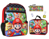 Super Mario Bowser Yoshi Luigi 5PC Kids Lunch Box And Backpack Set