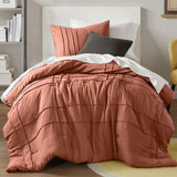 Comfort Spaces Clay Twin Comforter Set - 2 Pieces Pintuck Pleated Bedding Sets, All Season Lightweight, Extra Softness Pre-Washe