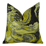 Plutus Brands Plutus Medici Marble Ink Handmade Throw Pillow, 20 X 20, Yellow/Gray/Black
