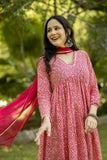 Anni Designer Women'S Rayon Blend Printed Straight Kurta With Pant & Dupatta (Manchali-Rani_S_Pink_Small),Pink,S,,,