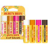 Burt's Bees Lip Balm Party Pack - Birthday Cake, Waffle Cone, Strawberry Shortcake, and Cookies & Cream, All Day Moisturizer, Ti