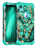 Miqala Compatible with iPhone XR Case,Glow in The Dark Three Layer Heavy Duty Shockproof Hard Plastic Bumper+Soft Silicone Prote