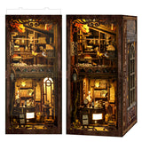 SUNNINO Book Nook Kit - DIY Miniature House Kit Doll House 3D Wooden Puzzles with LED Lights Book Nook Kits for Adults DIY Gift