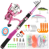 Ladies Telescopic Fishing Rod and Reel Combos,Spinning Fishing Pole Pink Designed for Ladies Fishing Girls Fishing Pole by PLUSI