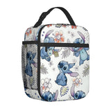 LSZYVAFDMHR Kids Insulated Lunch Bag, Cute Floral Cartoon Print, Bottle Pocket & Zipper Pocket, Soft School Lunch Tote for Boys