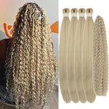 Ash Blonde Boho Braiding Hair Pre stretched Boho Curly Deep Wave Crochet Braids Bohemian Synthetic Hair Extensions Hypoallergeni