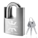 KAWAHA 21/50KD-3SK High Security Stainless Steel Shrouded Padlock with Key for Both Indoor and Outdoor use (Heavy Duty, Anti-Rus