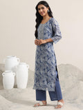 Libas Women'S Linen Kurta Set (99505 Blue L