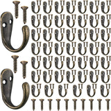 Hotop 50 Pcs Metal Coat Hooks Single Prong Robe Hook Wall Mounted with 110 Pcs Screws for Bath Bedroom Kitchen Garage(Bronze)
