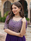 Wedani Faux Georgette Sequins-Work Anarkali Kurta Set For Women (In Alpha Xl Regular Purple),PURPLE,XL,,,