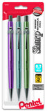 Pentel Sharp Mechanical Pencil, (0.7mm), Medium Line, Metallic Barrel, Assorted Colors, Pack of 3 (P207MBP3M1)