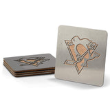 YouTheFan NHL Pittsburgh Penguins Boasters, 4-Piece Coaster Set Stainless Steel, 4 x 4
