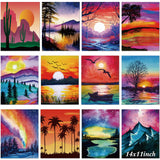 Sherr 12 Pcs Pre Drawn Canvas Pre Printed Canvas for Adults Sip and Paint Party Canvases Painting Kit for Summer Easter Mother's