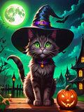 ijbnhd 5D Black Cat Diamond Art Kits for Adults Cat Diamond Painting Kits for Adults Beginners Full Drill Round Moon Gem Art for