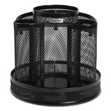 Rolodex Desk Organizer Rotating Office Supply Caddy Mesh Black (6.5 x 6.5 x 6.25)