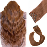 Clip in Hair Extensions Human Hair 7pcs 70g Set #30 Medium Auburn Silky Straight Top Grade 7A Remy Extensions Clip-in Hair for Women
