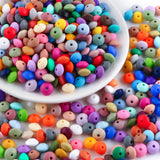 Sunrony 480Pcs Mixed Random Color 12mm Spacer Silicone Beads for Keychain Making, Multicolor Lentil Silicone Beads for Pens and