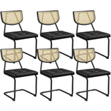 Yaheetech Rattan Dining Chairs Set of 6 Mid Century Modern Kitchen Chairs with Metal Legs and Upholstered Seat for Home Kitchen