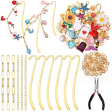 Tudomro 132 Pcs Metal Bookmarks Making Kit, DIY Metal Bar Bookmark Kit, DIY Craft Supplies with Charms, Jump Rings, Chains and T
