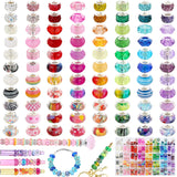 240 Pcs Large Hole Beads, Funtopia 40 Grids Rainbow European Beads for Crafts, Colorful Spacer Bead for Jewelry Making, DIY Char