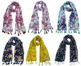 Fusfus WomenS Printed Chiffon Scarves And Stoles, Free Size(Multicolour, Fs1995) Pack Of 6 (Multicolor3)