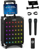 MASINGO Karaoke Machine for Adults and Kids, 40W Speaker with 8 Woofer, 2 Wireless Microphones, Bluetooth, USB, MicroSD, FM Radi