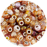 LAIDANLA Brown Mix Large Hole Beads, 100pcs, 14mm, Resin, Plastic, Acrylic, Round, Loose Beads for Jewelry Making, DIY Gifts