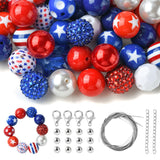 DanLingJewelry 50Pcs Random 20mm Acrylic Round Beads Independence Day Acrylic Beads Red White Blue Spacer Beads for Crafts Jewel