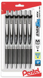 Pentel EnerGel RTX Retractable Liquid Gel Pen, (0.7mm), Medium Line, Metal Tip, Black Ink, Pack of 6 (BL77BP6A)