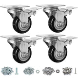 Finnhomy 3 Inch Caster Wheels Set of 4 with Brake Heavy Duty Plate Swivel Casters Premium Polyurethane Wheels Bearing 2,200 Lbs