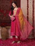 Anni Designer Women'S Rayon Viscose Printed Straight Kurta With Pant & Dupatta (Subhi Pink-Vks04_L_Pink_Large),Pink,L,,,