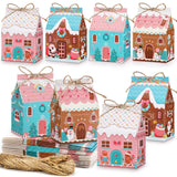 Zhanmai Christmas Treat Boxes Candy Gingerbread House Mini Christmas Party Favor Box Small Paperboard Gift Container for Xmas Ho