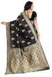 Sugathari Womens Art Silk Black Kanchipuram Saree (San Engle 3 Black)