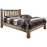 Montana Woodworks Homestead Collection Queen Platform Bed With Laser Engraved Moose Design, Stain & Clear Lacquer Finish