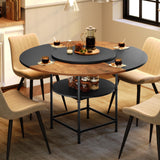 MAHANCRIS Round Dining Table for 4, Dinner Table with Storage Shelf, 47.2'' Dining Room Table, Circle Tables, Farmhouse Wood Kit