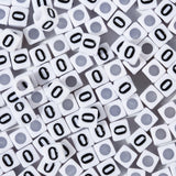 Yiizzxin 200pcs Square White Number 0 Beads for Bracelets,Single Digit 0 Acrylic Cube Bead,6x6mm Number Beads for Jewelry Making
