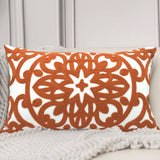 Alysheer Embroidered Lumbar Throw Pillow Cover 12x 20, 1pc Burnt Orange