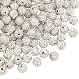 PH PandaHall 100pcs 10mm White Rhinestone Beads Crystal AB Clay Beads Polymer Crystal Bead Clay Pave Disco Ball Round Diamond Sp