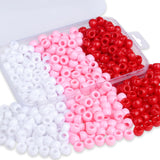 XIANNVXI Valentines Day Pony Beads White Red Pink Pony Bead 500Pcs 9mm Red Pink White Beads for Bracelets Hair Braids Crafts Fri