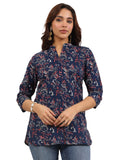 Libas Women'S Cotton Printed Straight Kurti (29639_Blue_Xl)